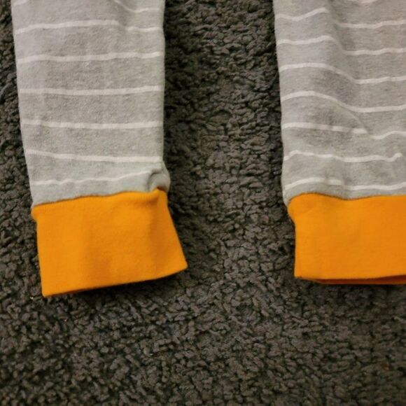 Snooze Button Boys Gray Orange Striped Snug Fitting Flame Resistant Pajama Size - Picture 3 of 5